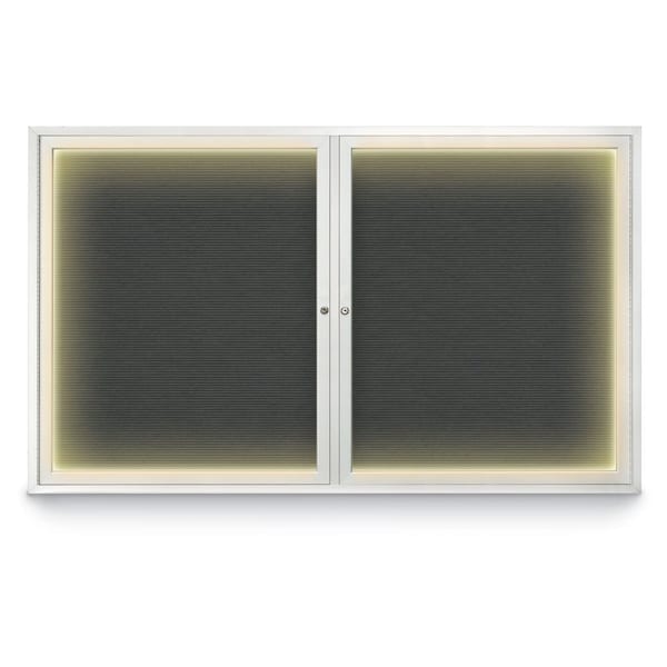 United Visual Products Indoor Enclosed Combo Board, 42"x32", Blk Frame/Wht Porc & Medium Grey UVCB4232B-WHTPORC-MEDGRY - main